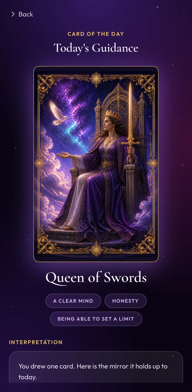 Mystica daily card screen